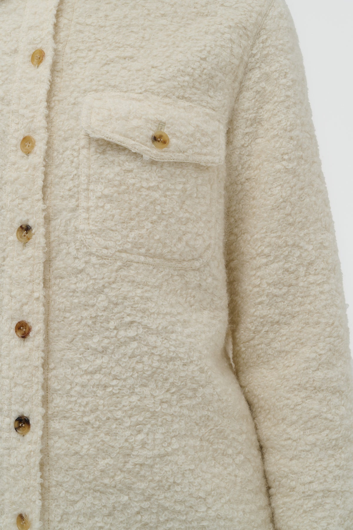 John Austin Shirt in Ivory Recycled Cashmere Boucle - 6