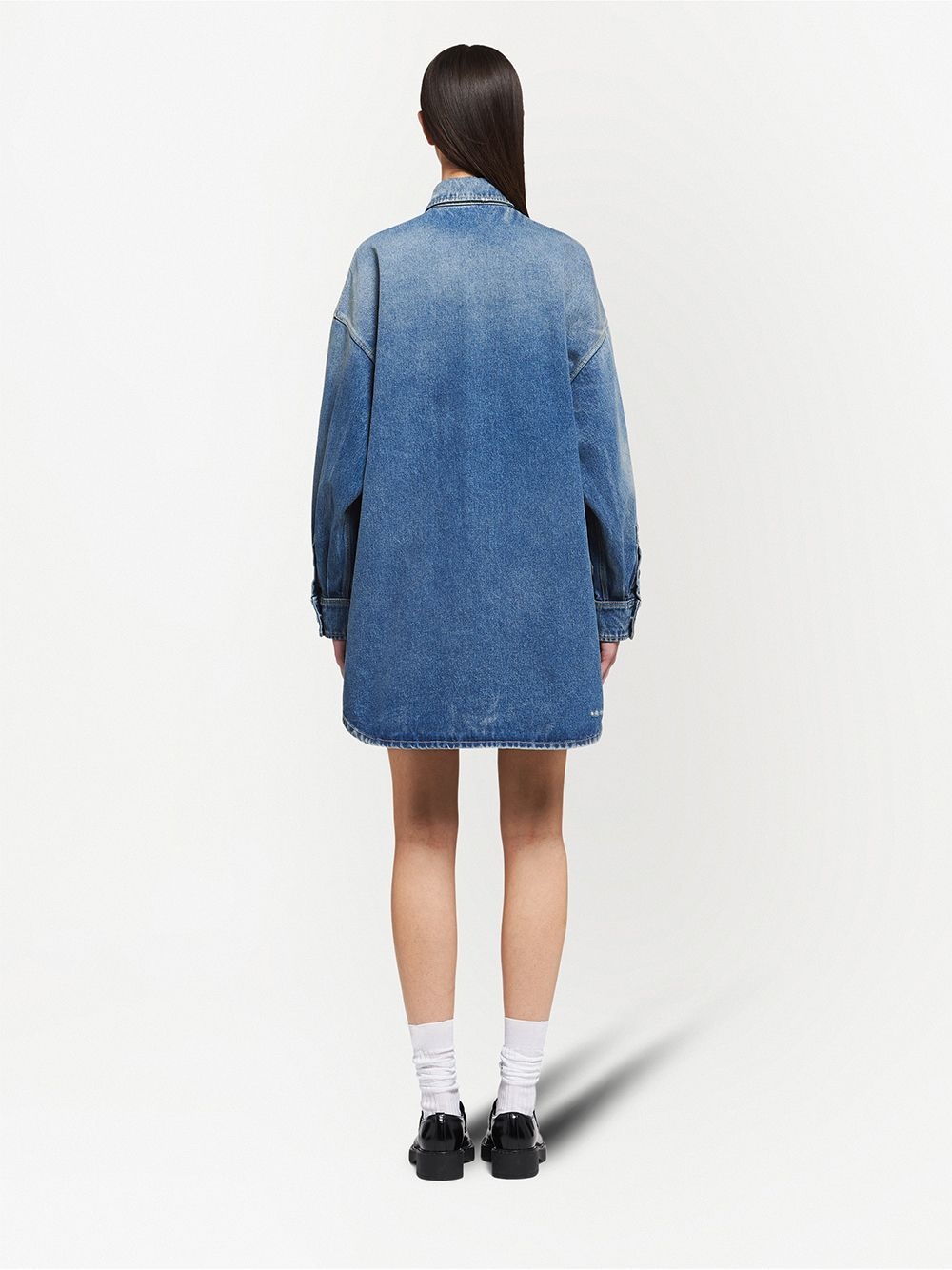 triangle-logo denim shirt - 4