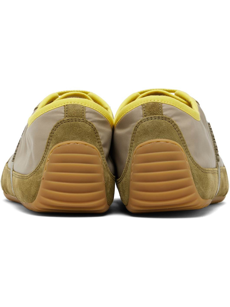 Khaki & Yellow Slim Sneakers 2