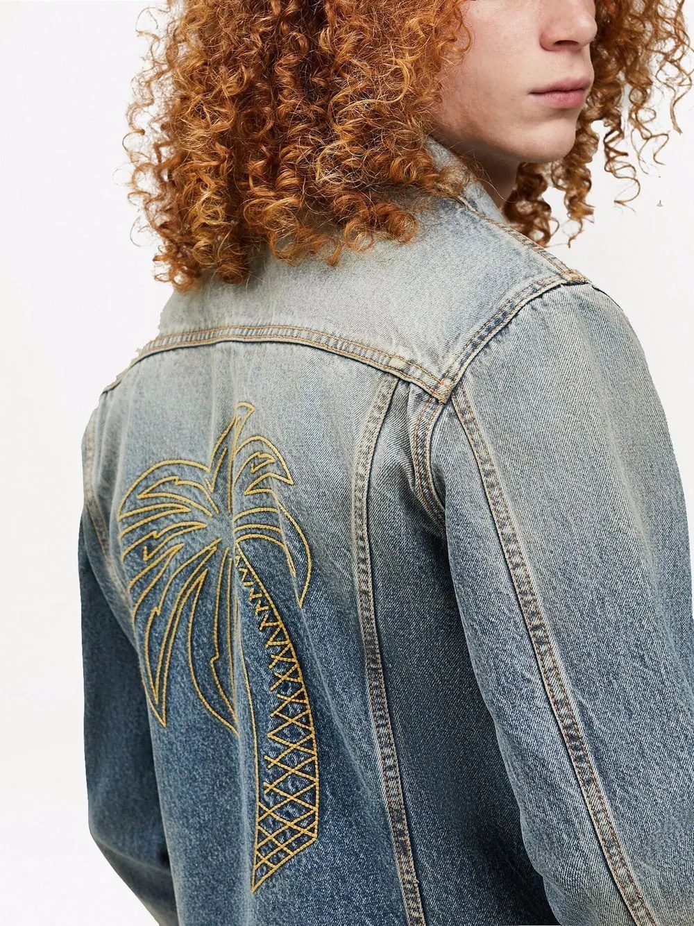 Palm Tree-embroidery denim jacket - 6