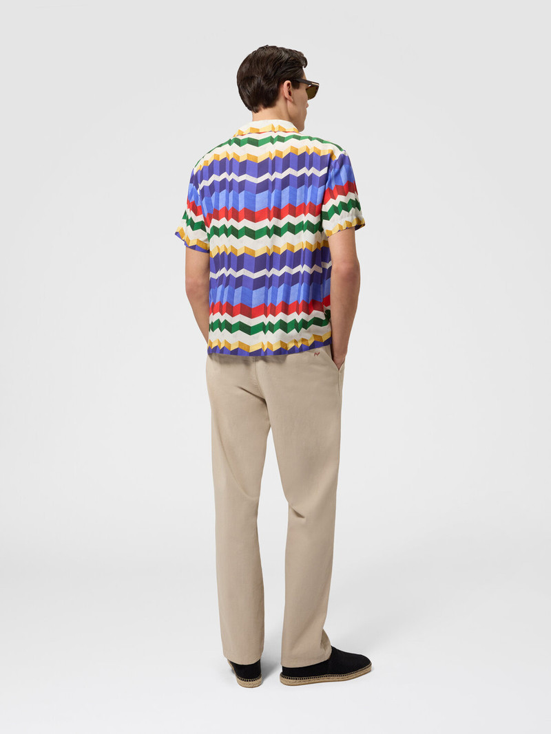 Bowling shirt in viscose with 3D zigzag print 3