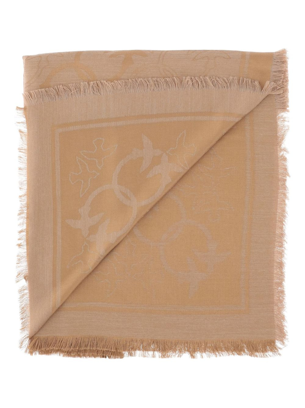 birds-print fringed-edges scarf - 2