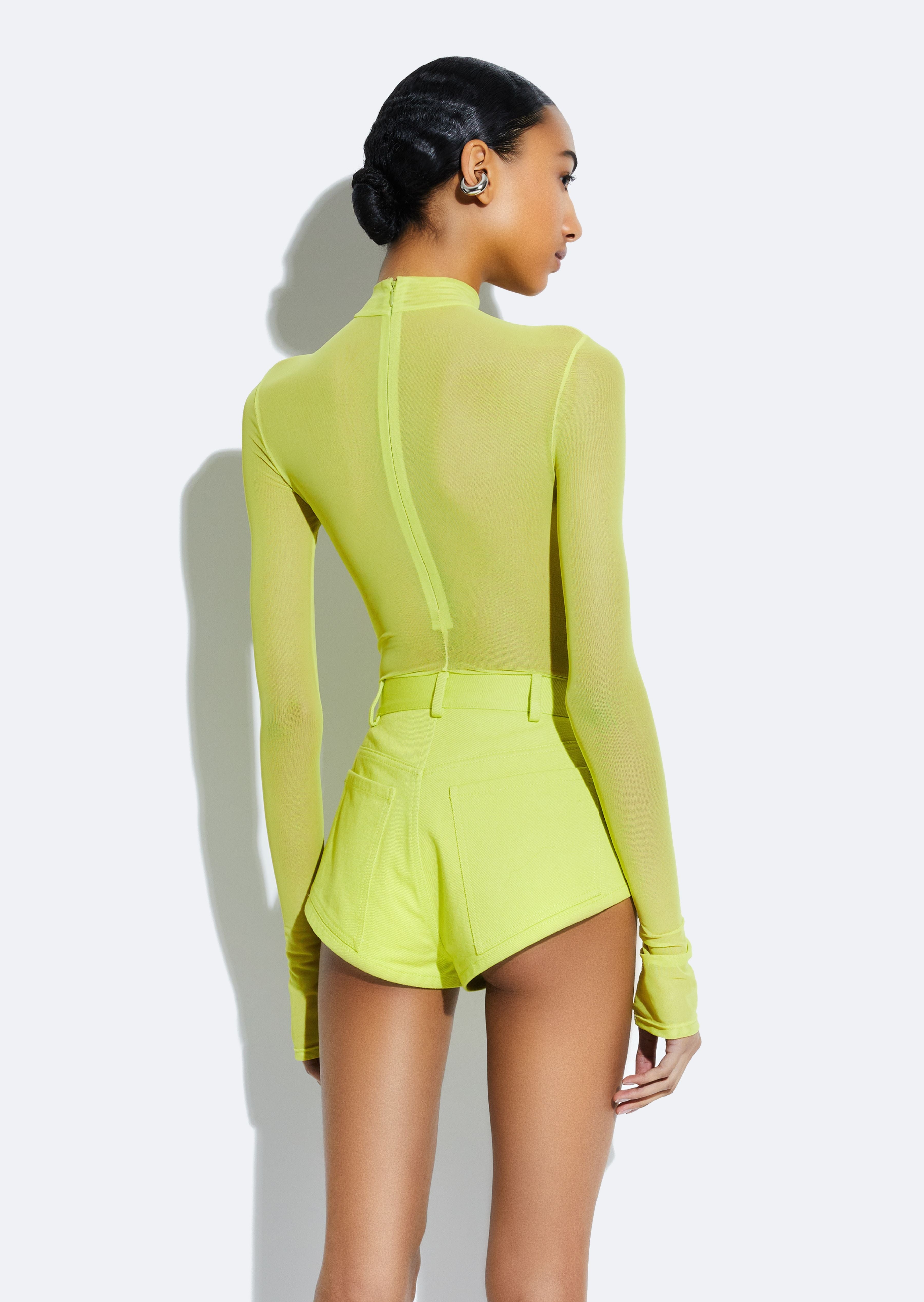 Mesh Mock Neck Bodysuit - 3