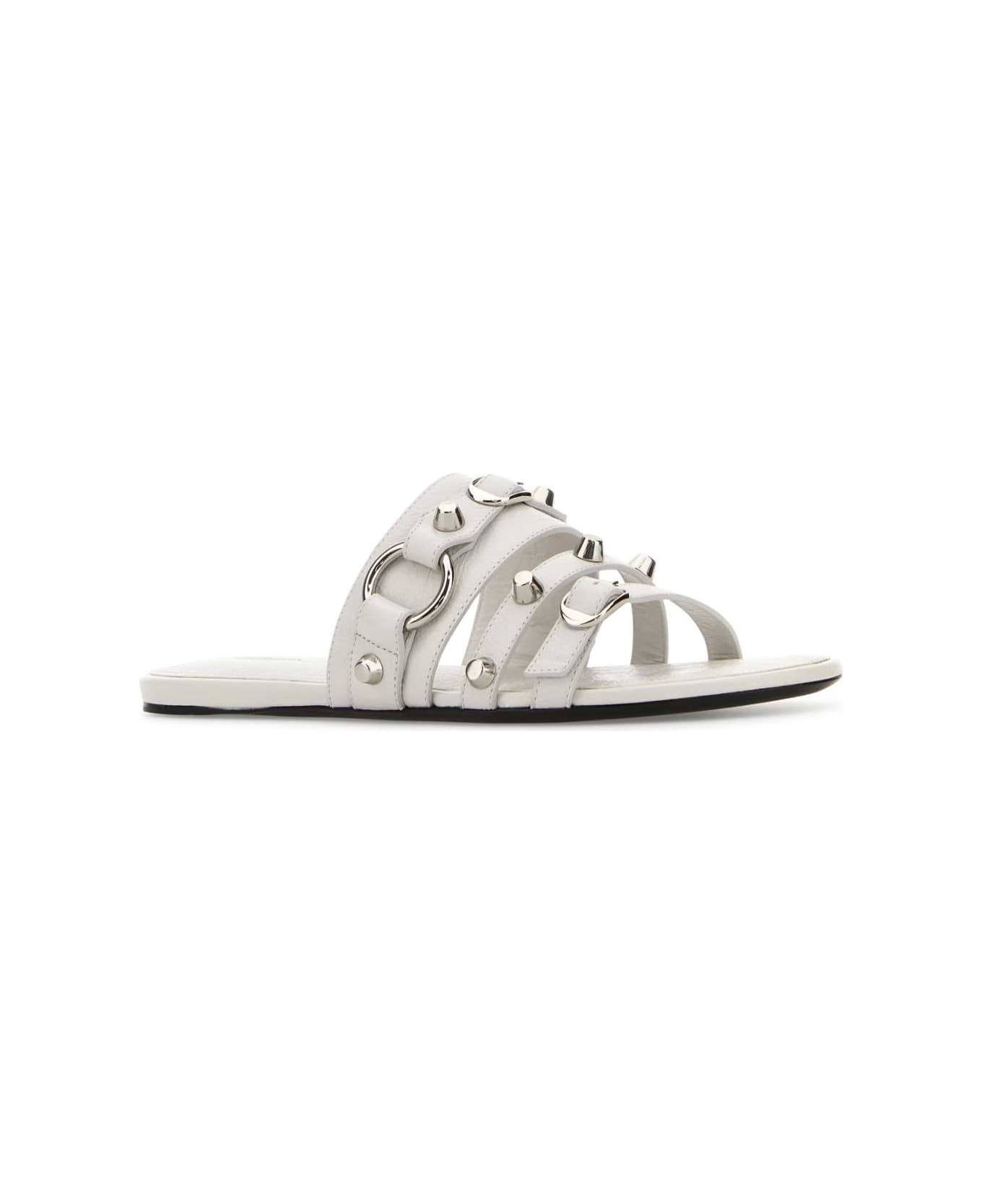 White Leather City Slippers - 2