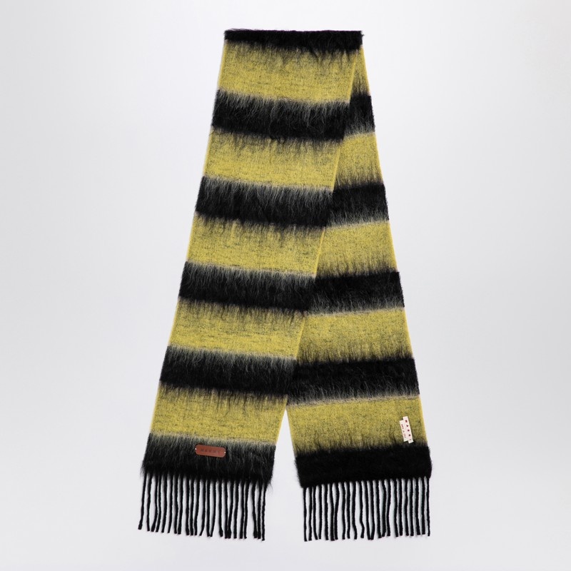 Black/yellow striped wool-blend scarf - 1