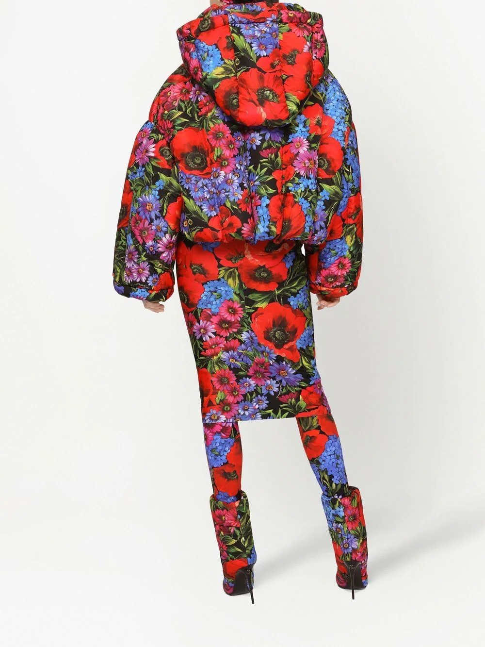 short floral-print down jacket - 4