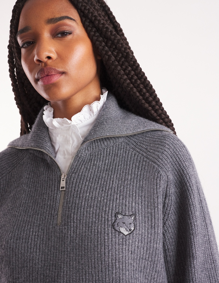 BOLD FOX HEAD PATCH HALF ZIP RIBBED JUMPER - 4