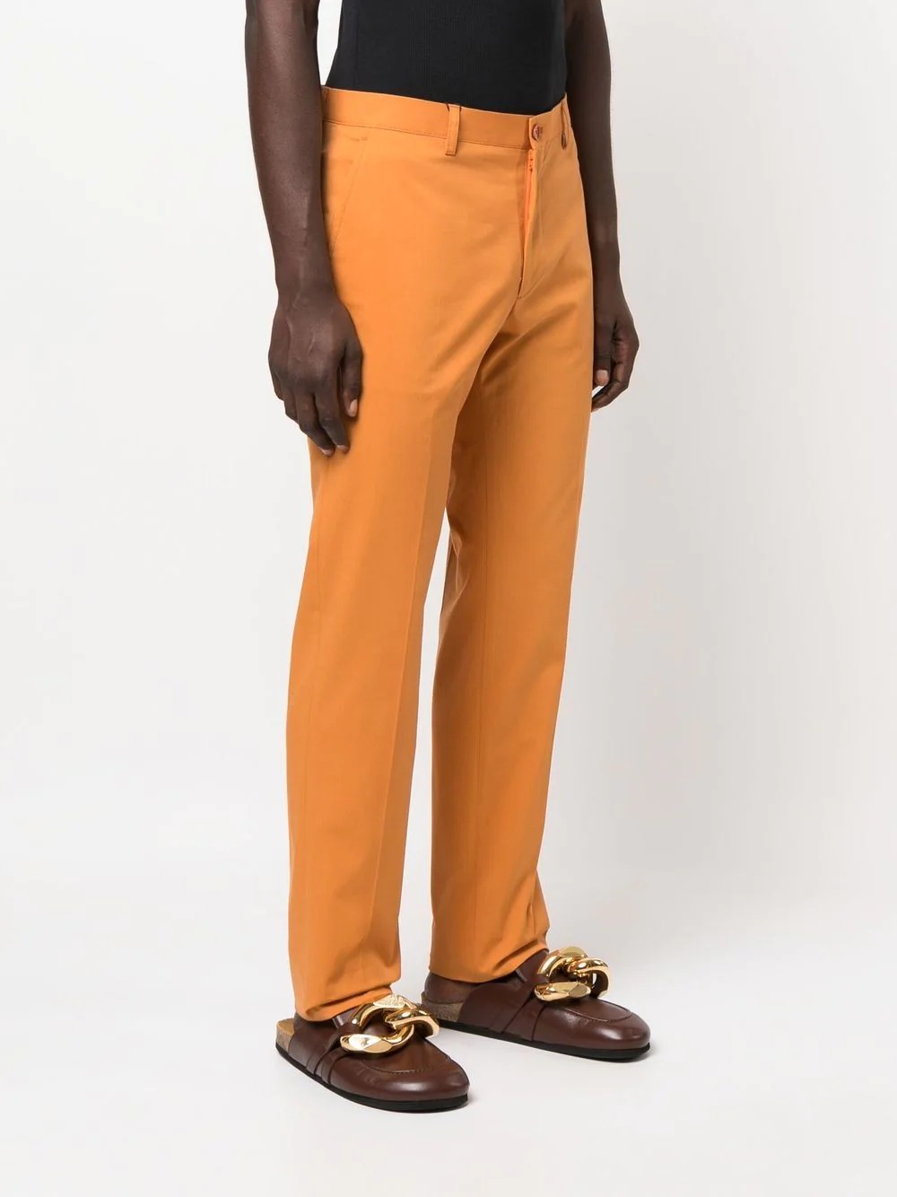 cotton-blend straight-leg trousers - 3