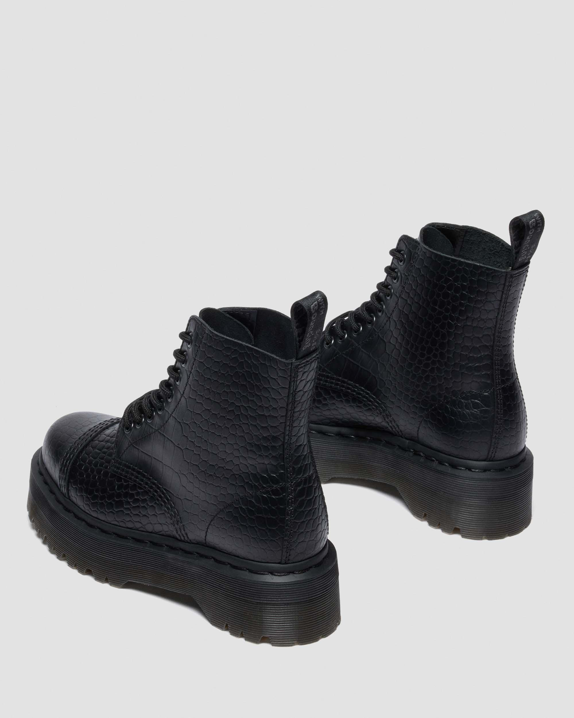 Sinclair Croc Emboss Leather Platform Boots - 9