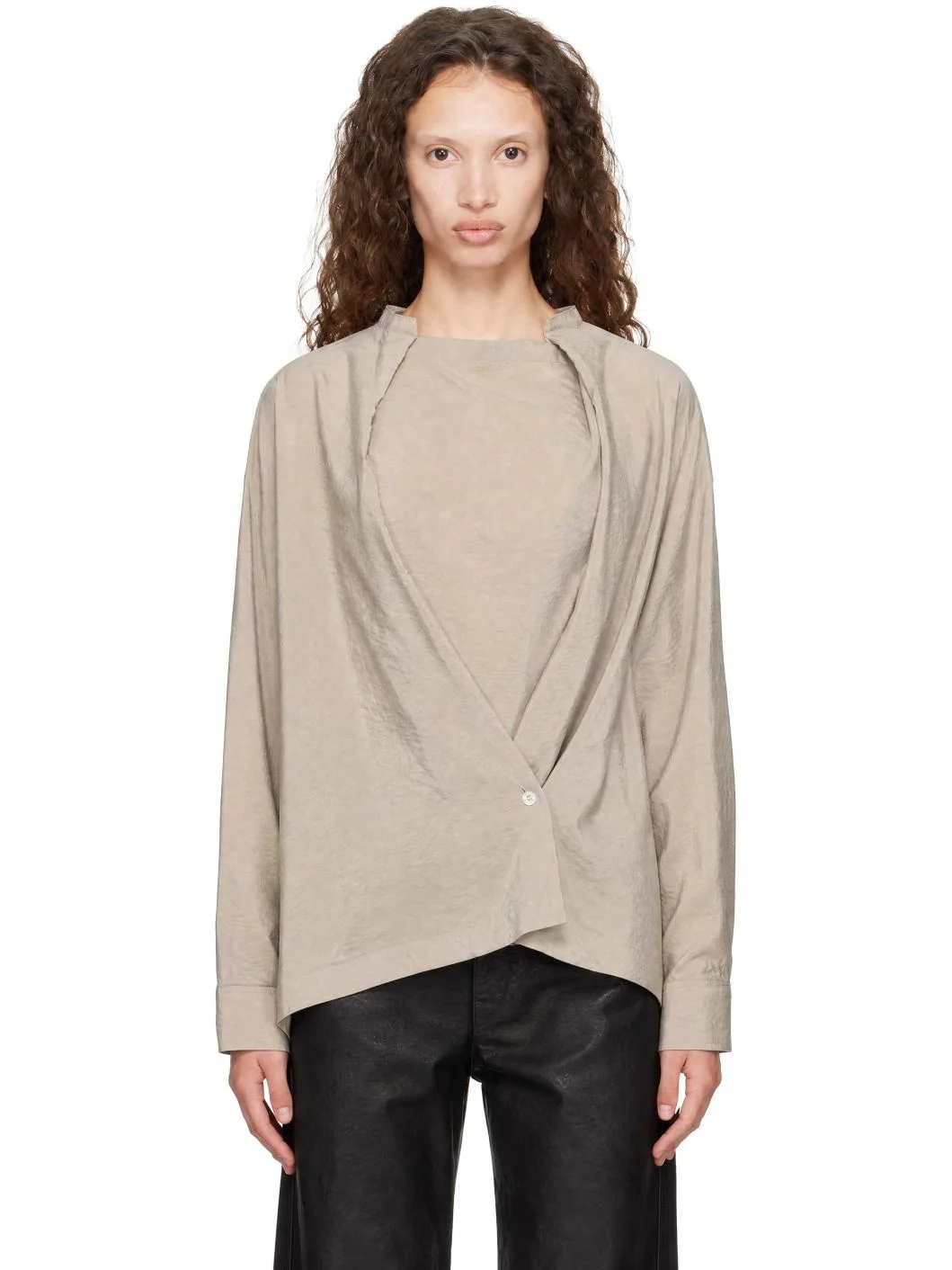 Taupe Twisted Blouse - 1
