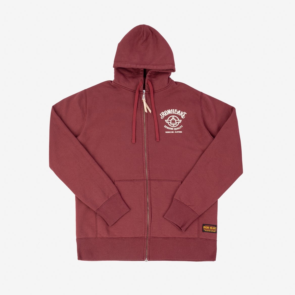 IHSW-58-BUR Printed 14oz Ultra Heavyweight Loopwheel Cotton Zippered Hoodie - Burgundy - 1
