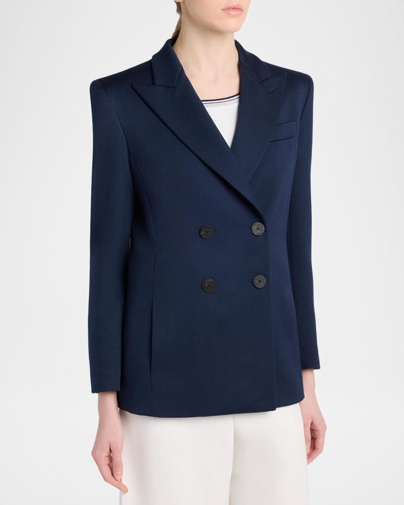 Wool-Silk Double-Breasted Blazer Jacket 4