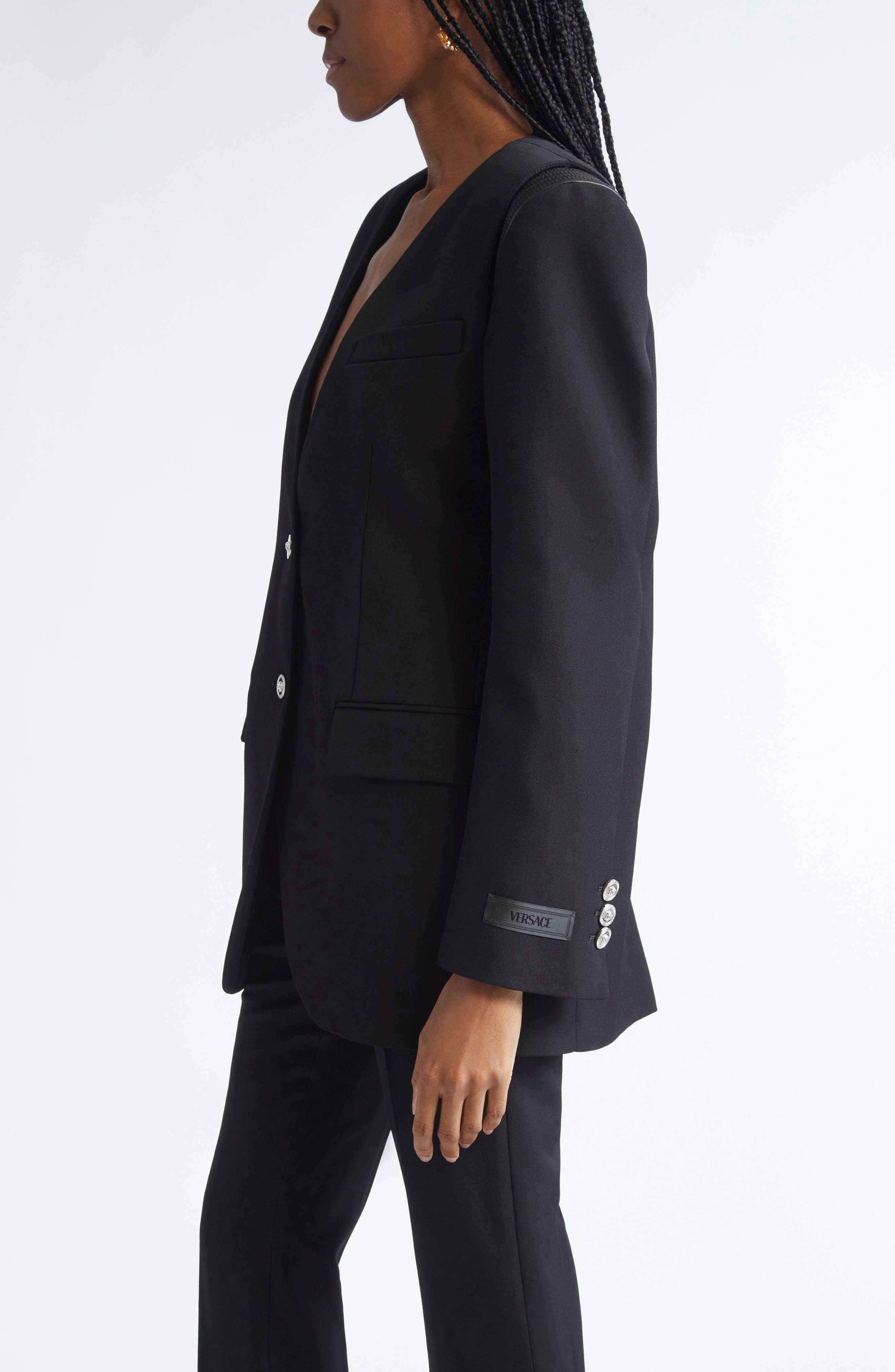 Versace Virgin Wool Blazer in Black at Nordstrom - 4