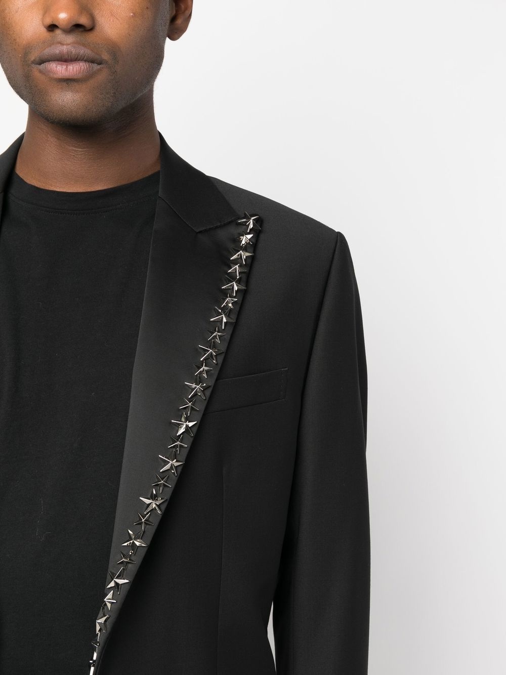 star stud-embellished single-breasted blazer - 5