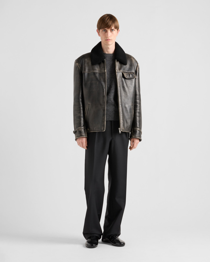 Prada Nappa leather and shearling jacket outlook
