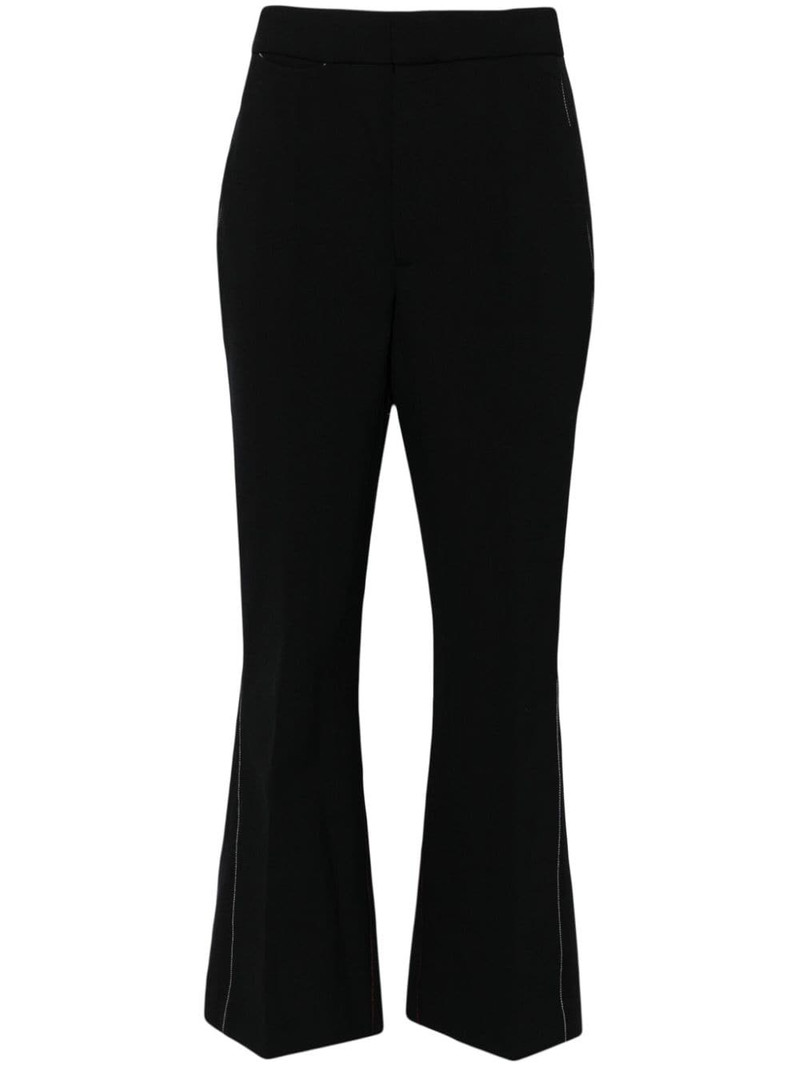 contrast-stitching flared trousers 1