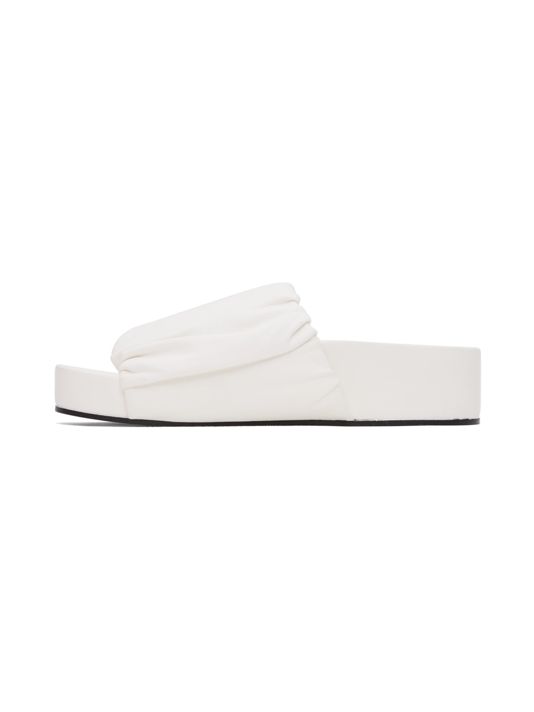 White Oversized Ruched Sandals - 3