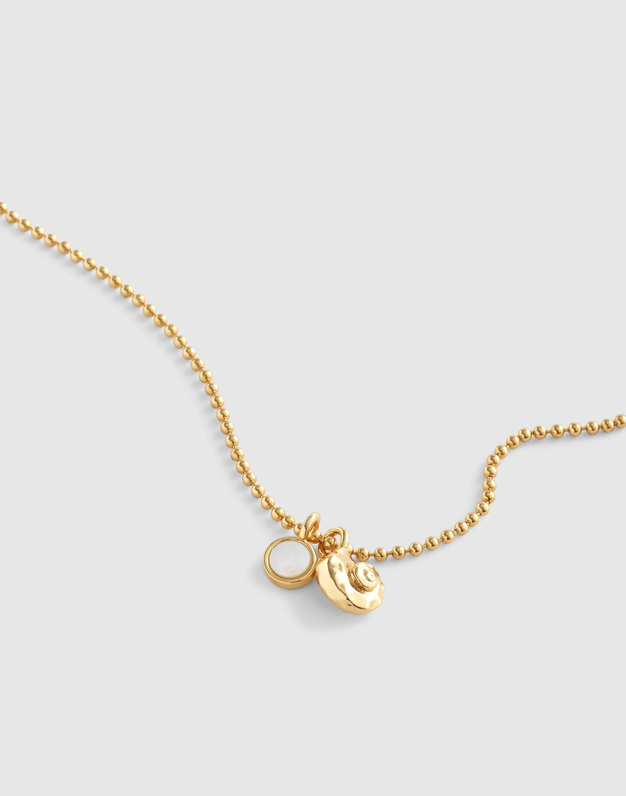 Mother-of-Pearl Ball Chain Necklace - 1