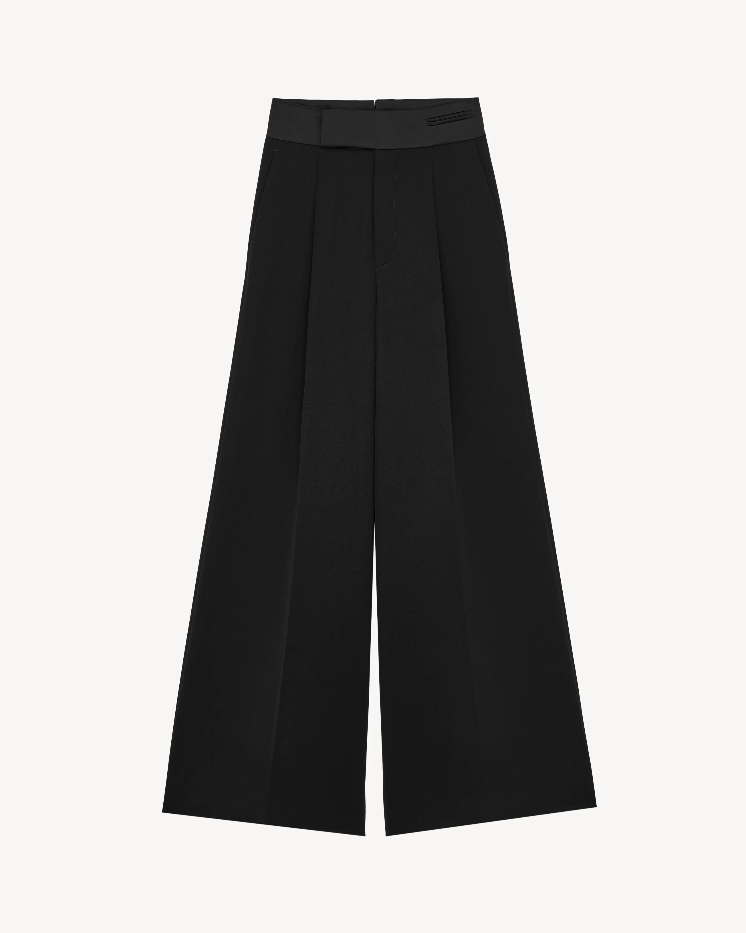 WIDE-LEG TUXEDO PANTS IN GRAIN DE POUDRE - 1