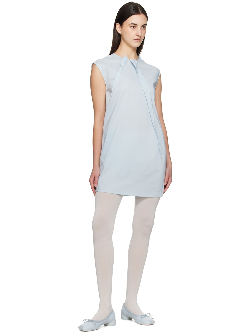 Blue Shirting Darting Minidress - 4