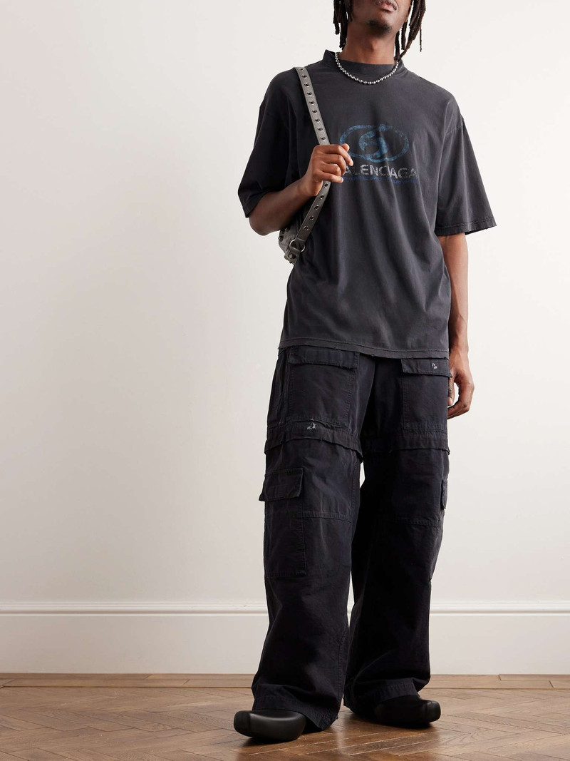 BALENCIAGA Distressed Logo-Print Cotton-Jersey T-Shirt outlook