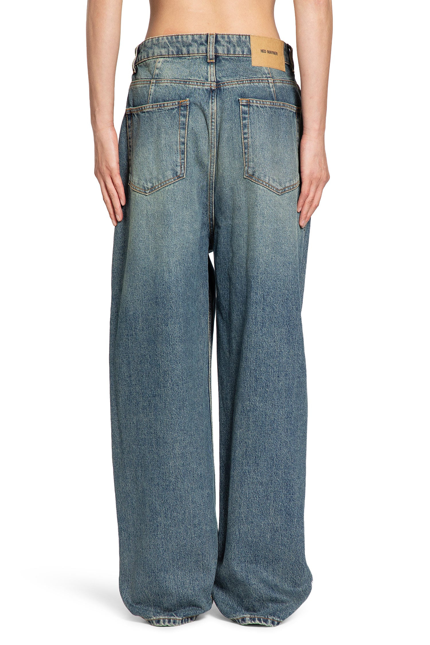 Pleated Jeans In Washed Denim - 3