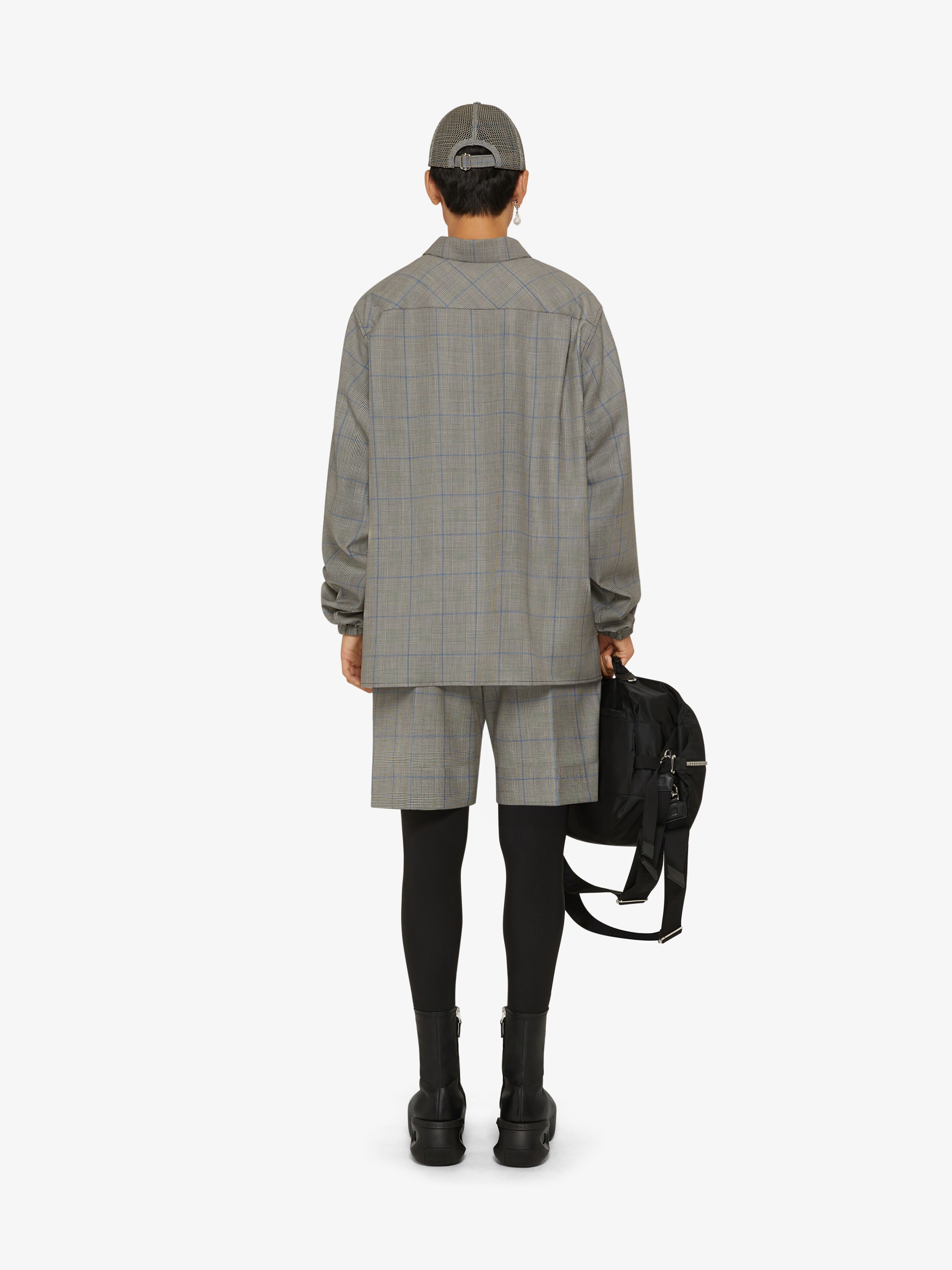 OVERSIZED ZIPPED SHIRT IN WOOL WITH PRINCE OF WALES PATTERN - 4