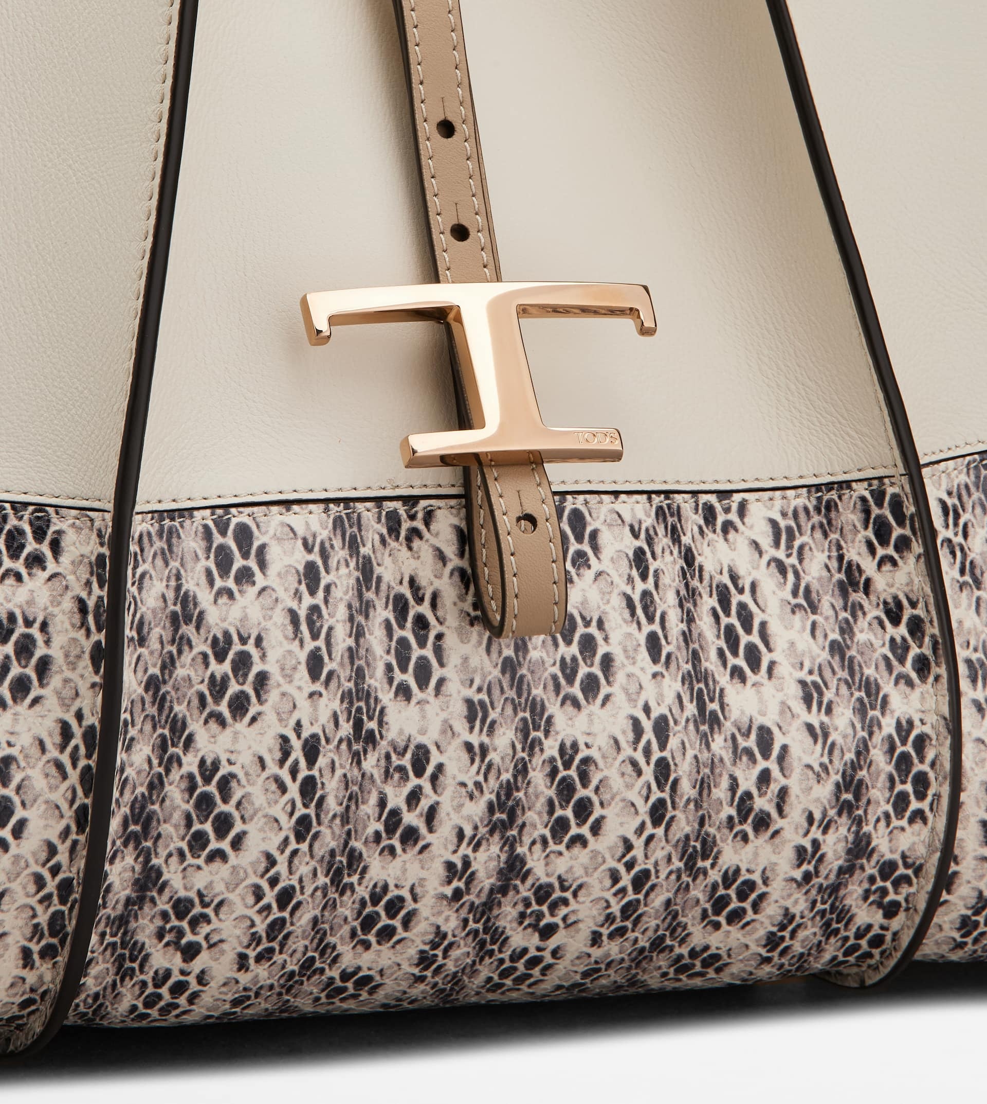 T TIMELESS SHOPPING BAG IN RAFFIA AND LEATHER MEDIUM - BEIGE, WHITE, BROWN - 5