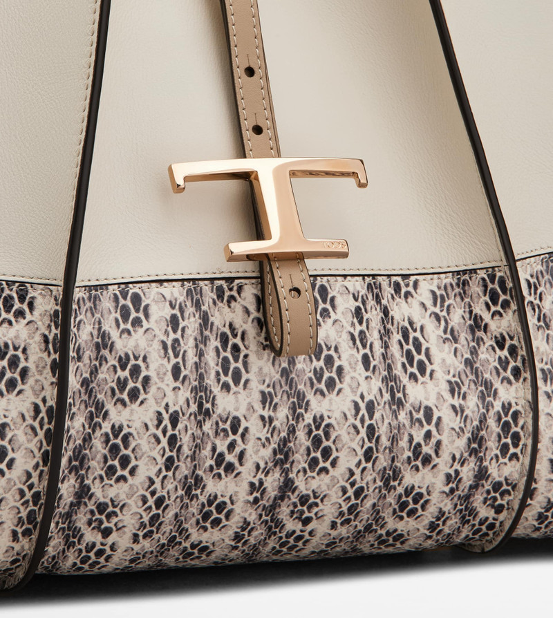 T TIMELESS SHOPPING BAG IN RAFFIA AND LEATHER MEDIUM - BEIGE, WHITE, BROWN 5