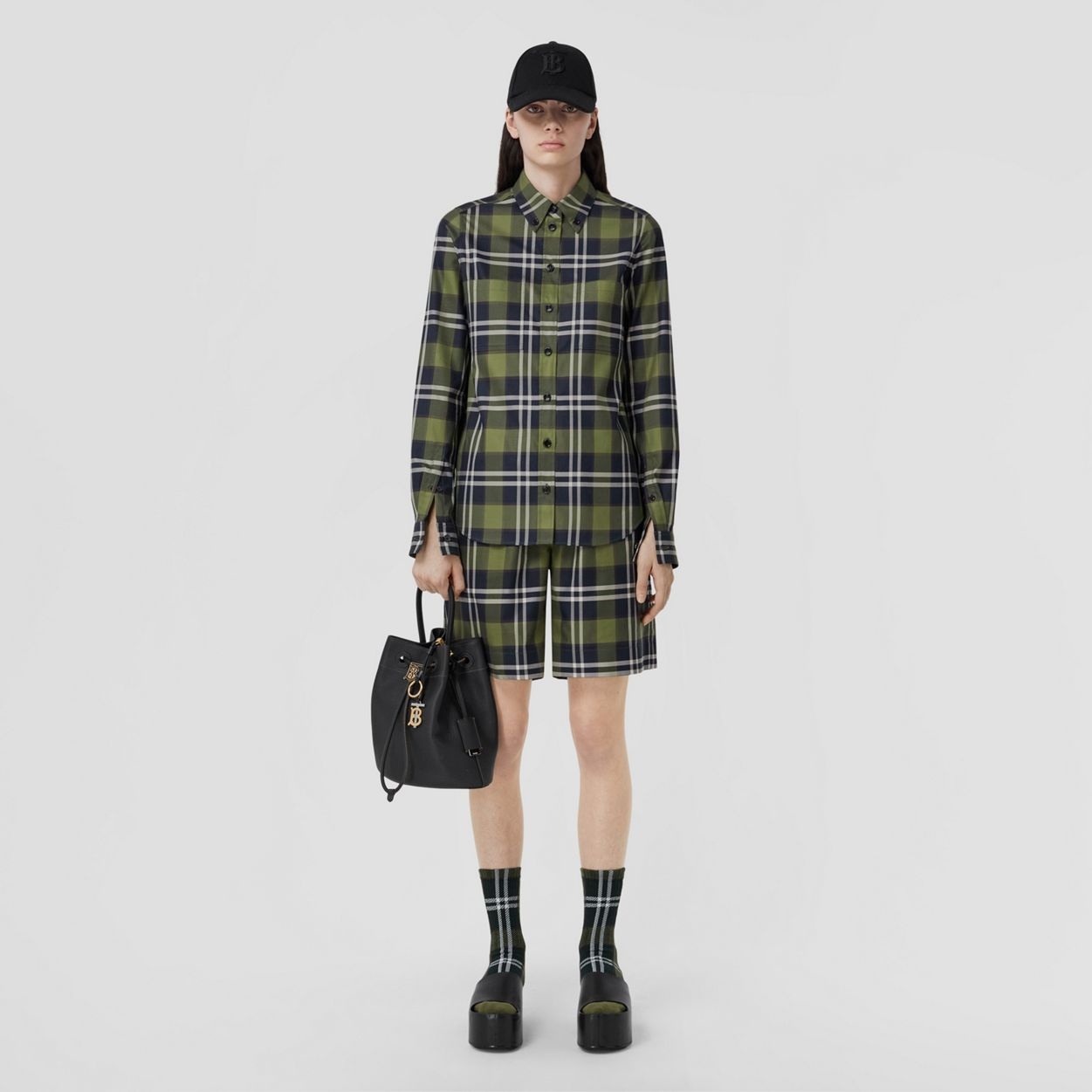 Check Cotton Twill Shorts - 5