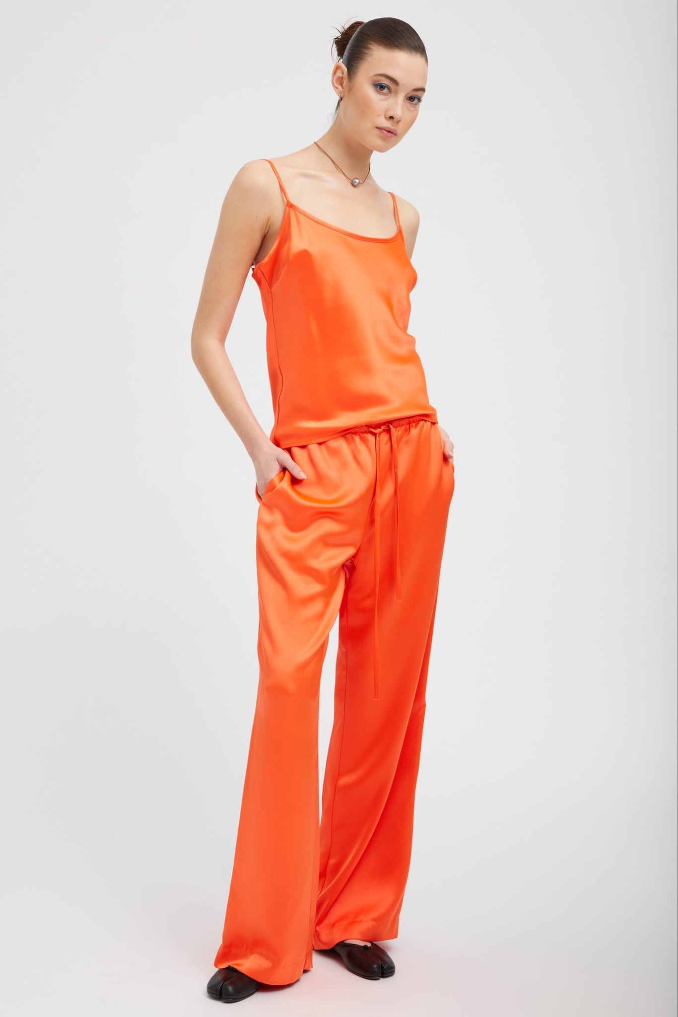 ORANGE SILK SPAGHETTI STRAP CAMI - 3