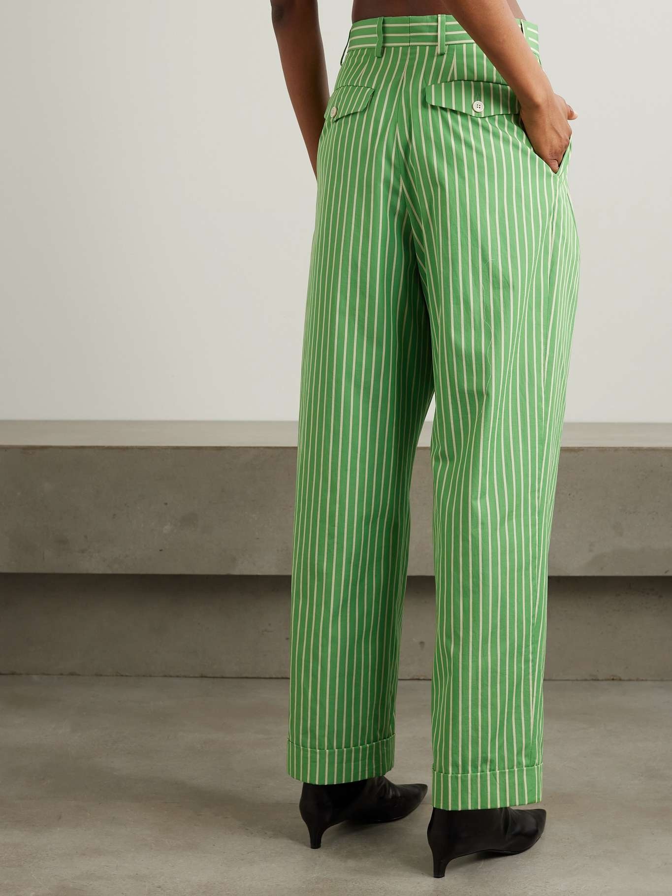 Pinstriped cotton-twill straight-leg pants - 3