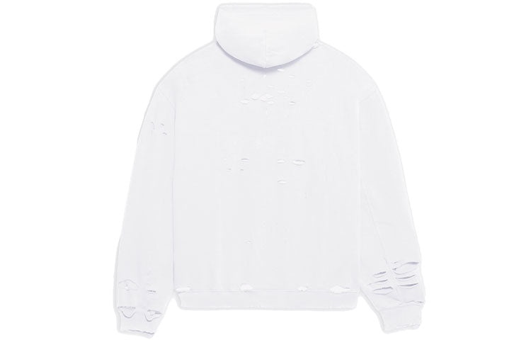 Balenciaga Caps Destroyed Hoodie 'White' 659403TKVB69040 - 2