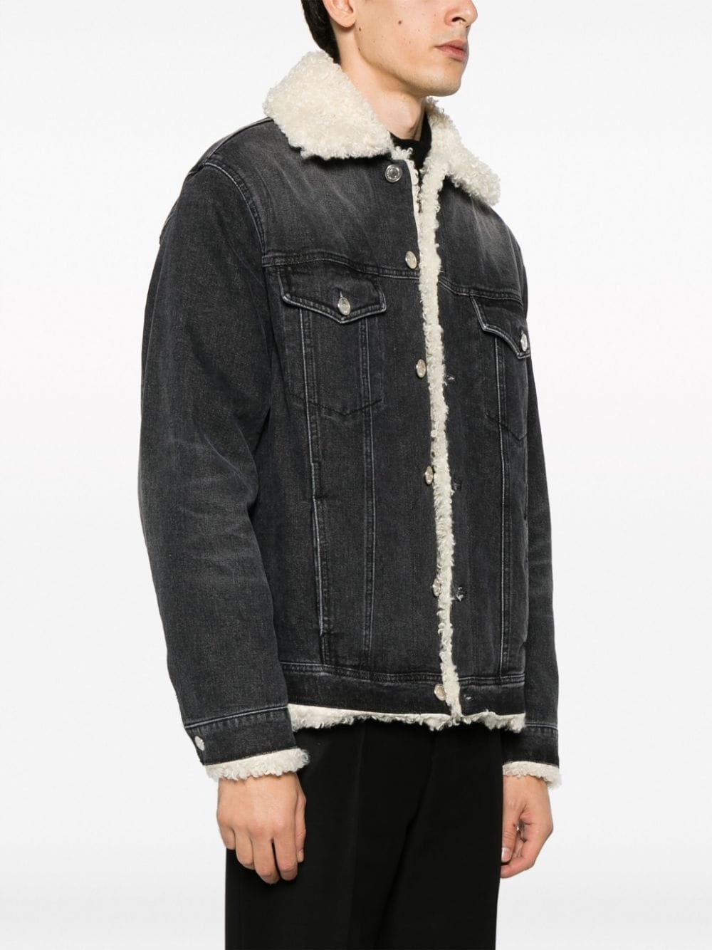 shearling-lining denim jacket - 3