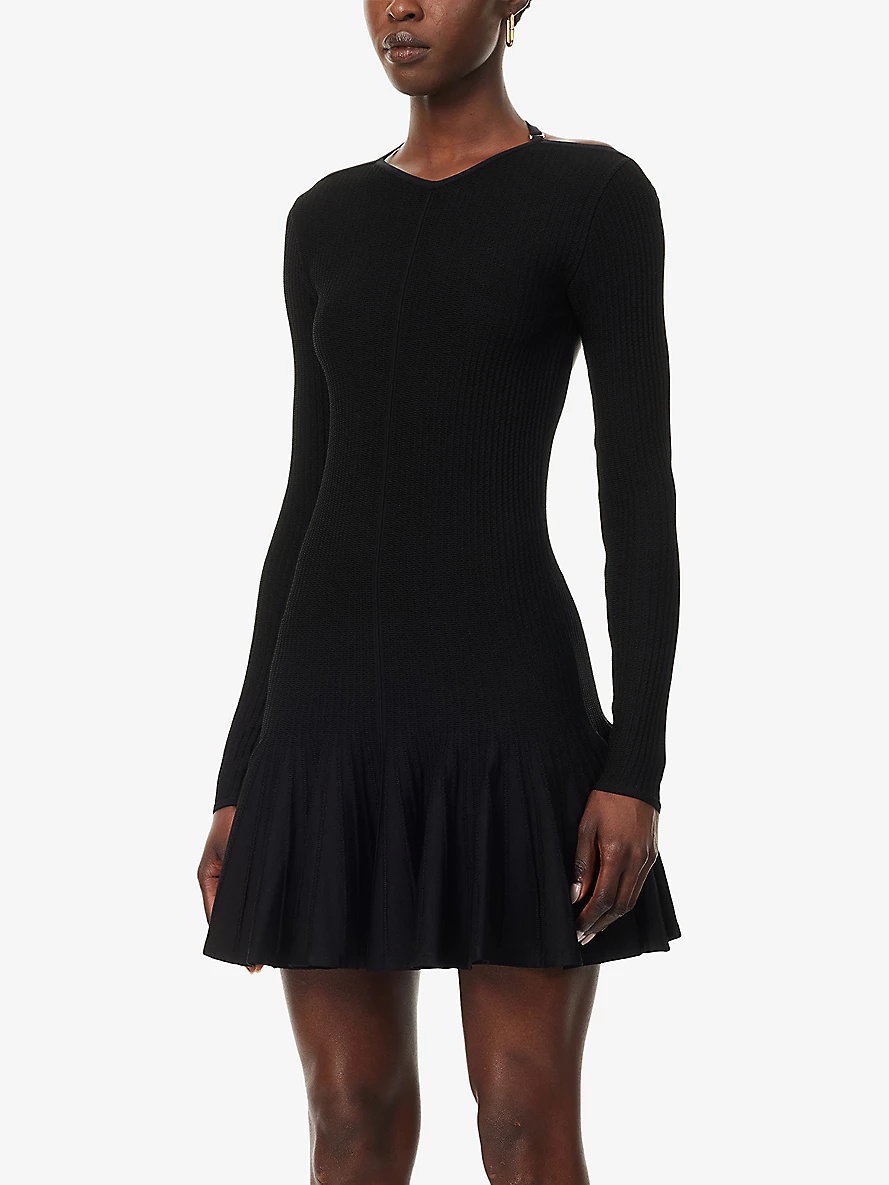 Mamie round-neck woven-blend mini dress - 3