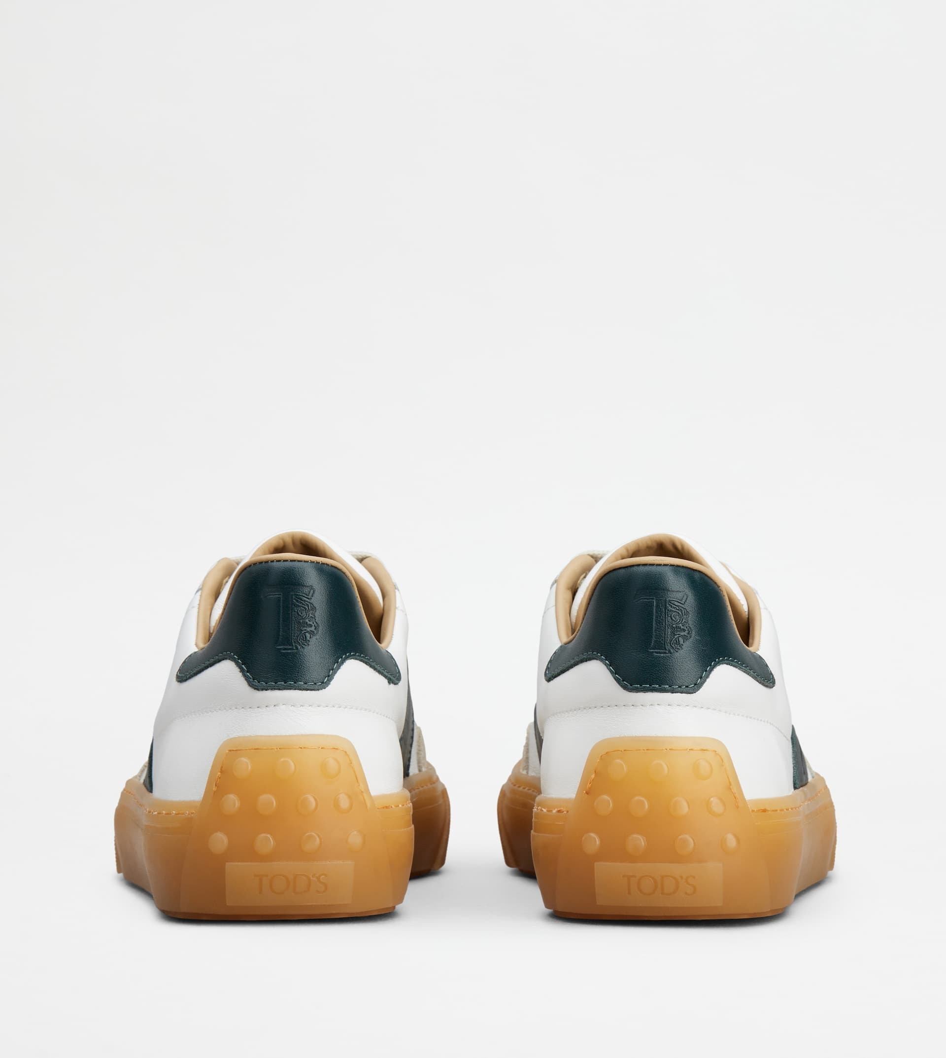 TOD'S SNEAKERS IN LEATHER - WHITE, GREEN, GREY - 3