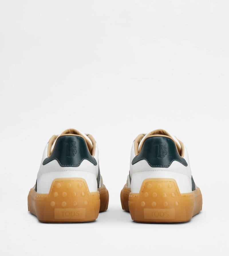 Tod's TOD'S SNEAKERS IN LEATHER - WHITE, GREEN, GREY outlook