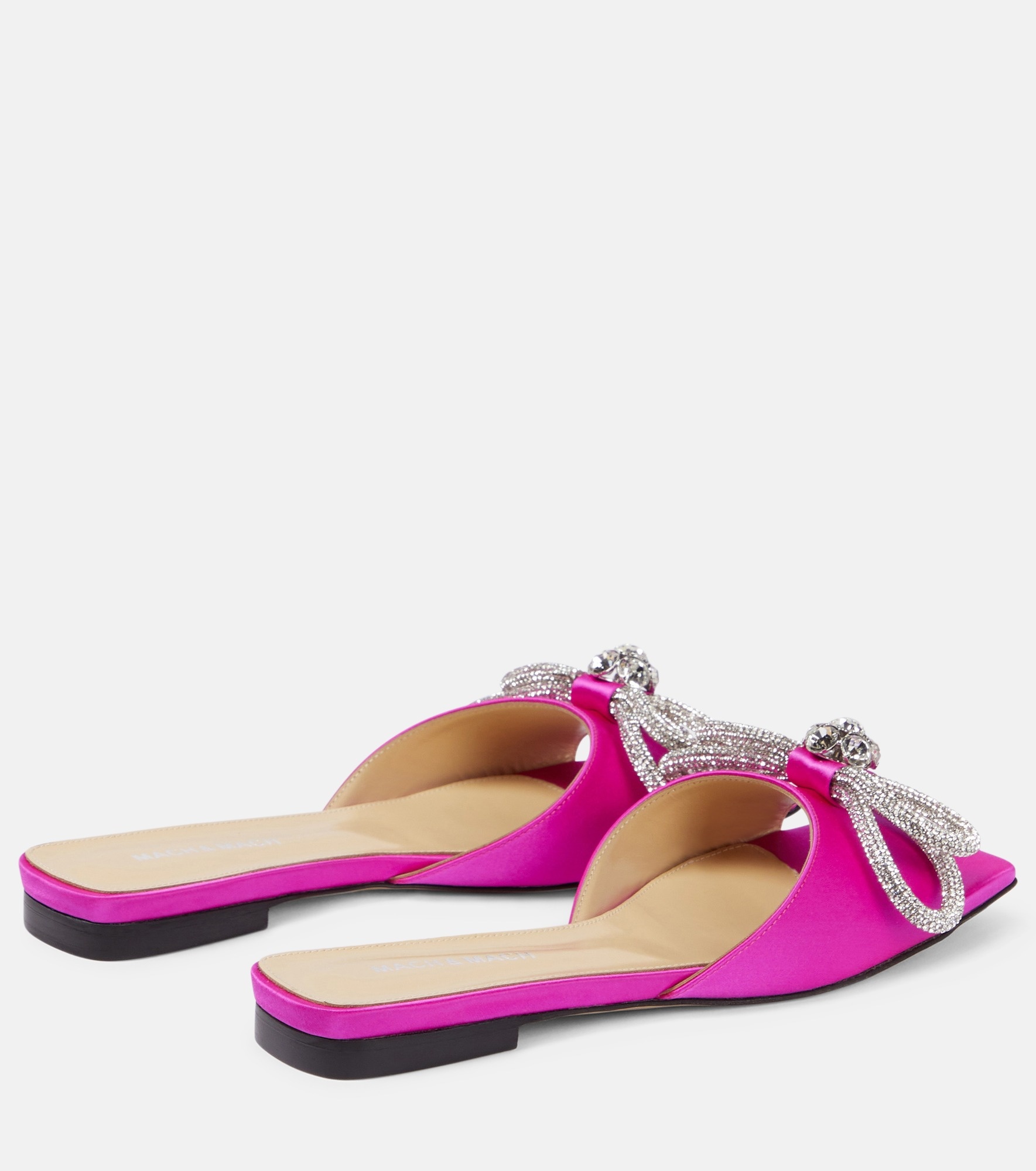 Double Bow embellished satin mules - 3