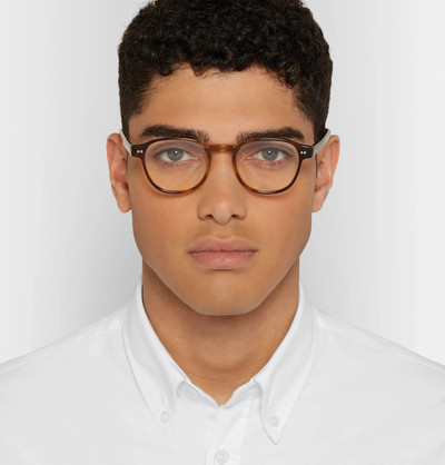 MOSCOT Arthur Round-Frame Tortoiseshell Acetate Optical Glasses with Clip-On UV Lenses outlook