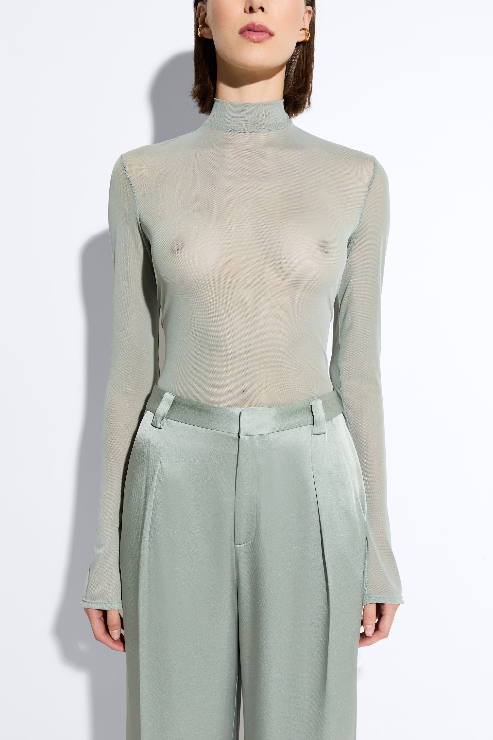 Mesh Mock Neck Bodysuit - 4