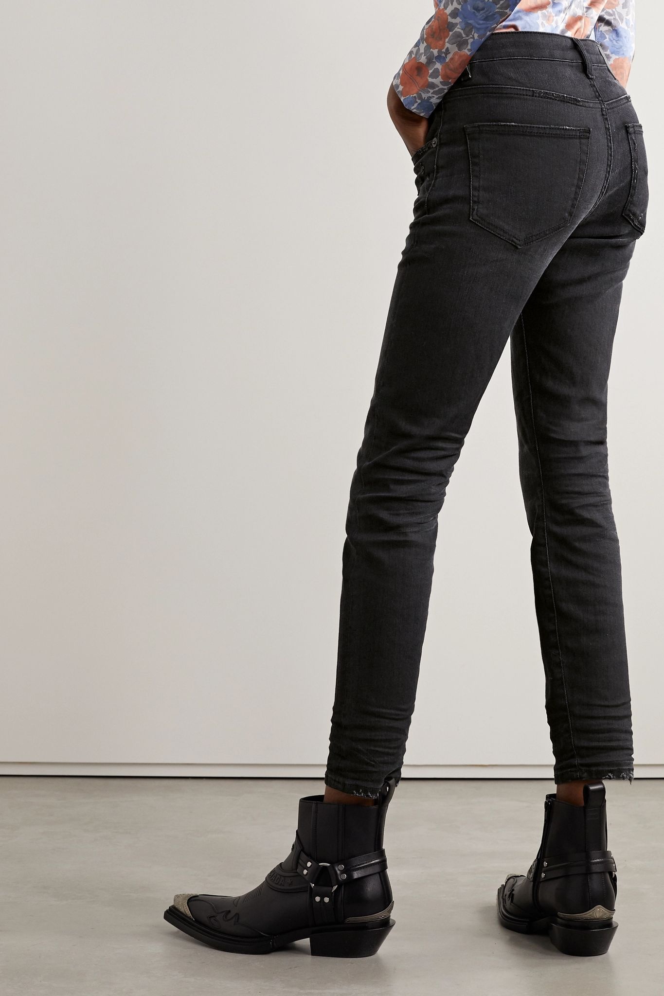 Distressed mid-rise skinny jeans - 4