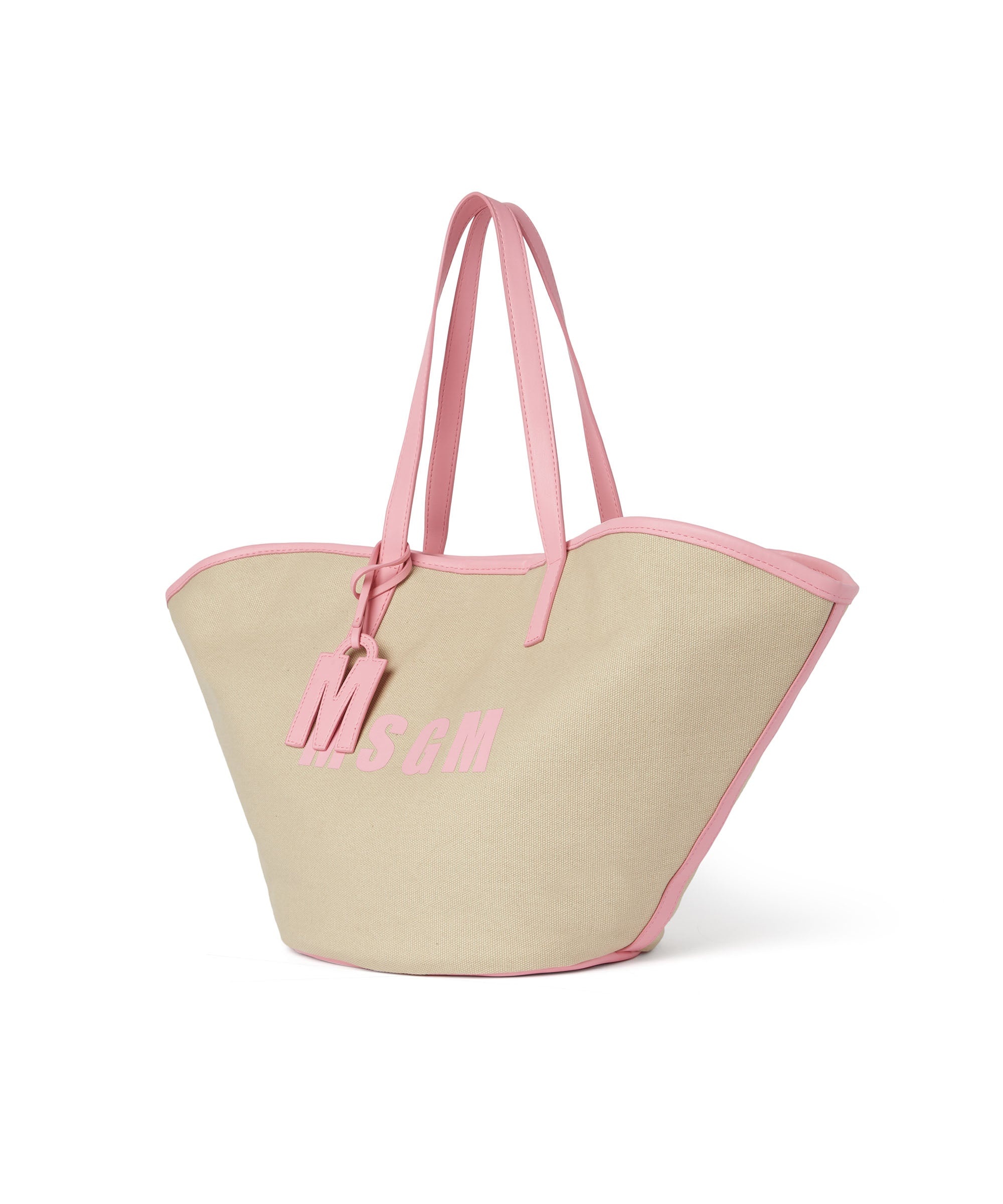 Large canvas tote bag with piping and printed logo - 3