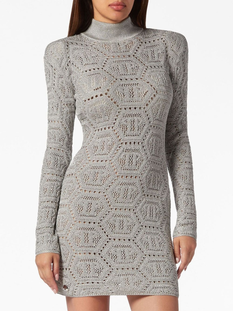 monogram-pattern crochet-knit minidress 3