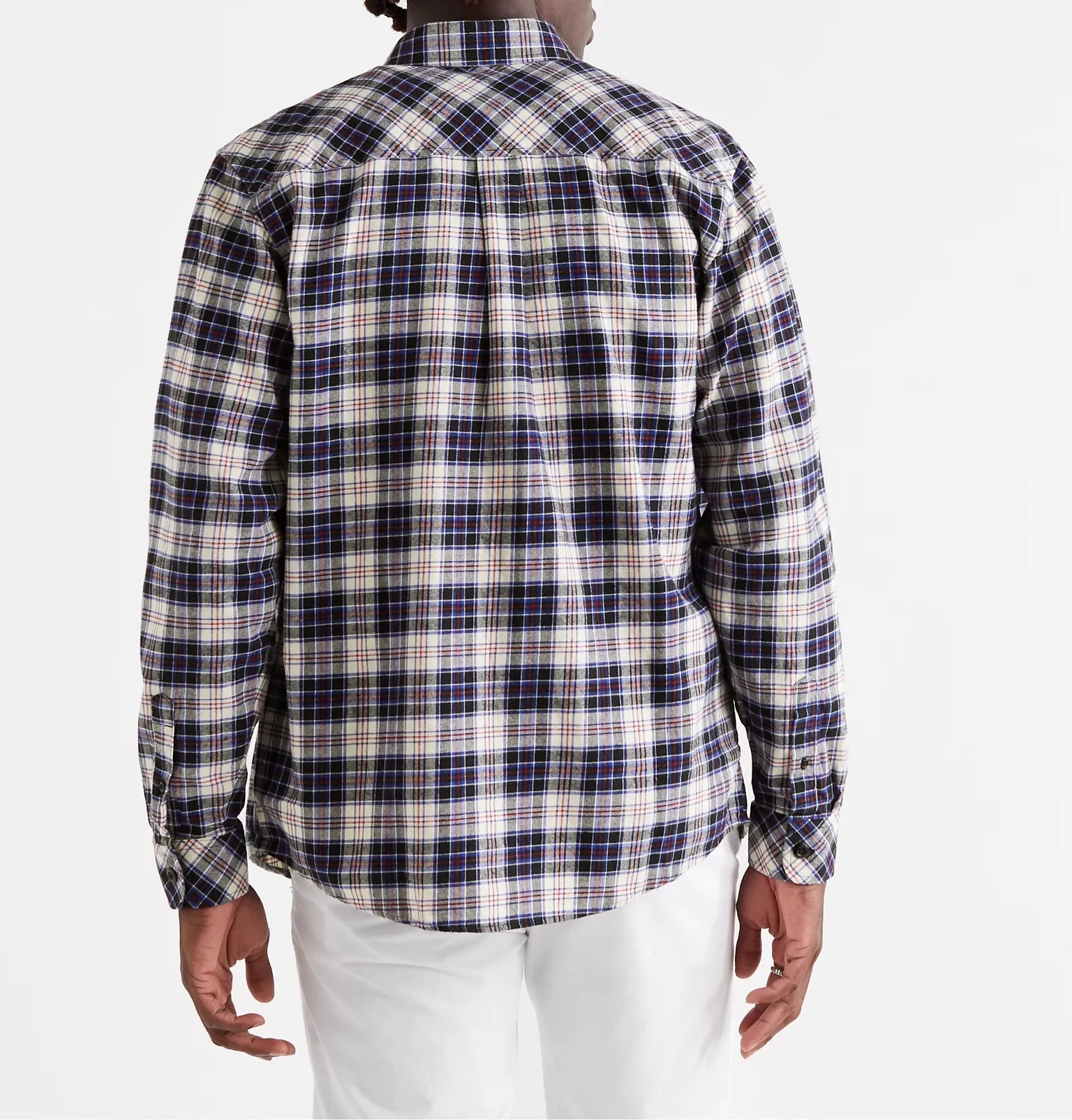 Button-Down Collar Checked Cotton-Flannel Shirt - 4