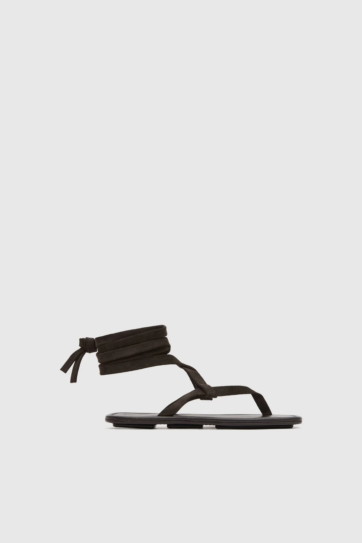 Suede Tie Up Sandal - Coffee - 1