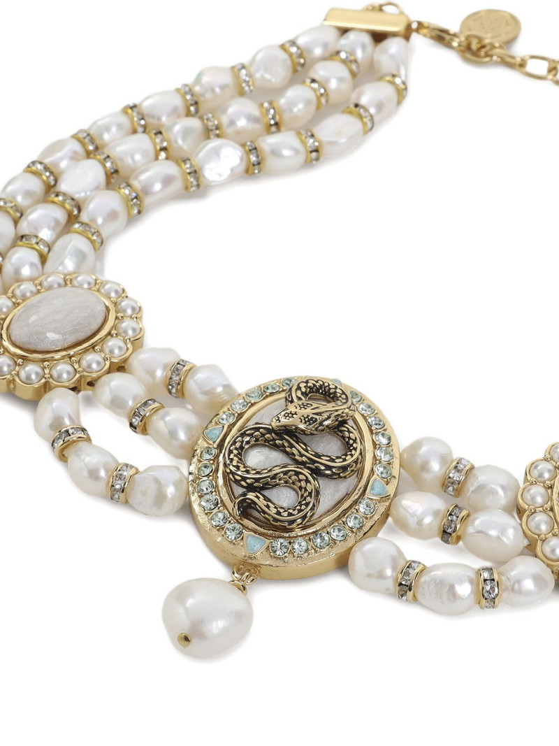 Roberto Cavalli pearl snake-charm necklace outlook