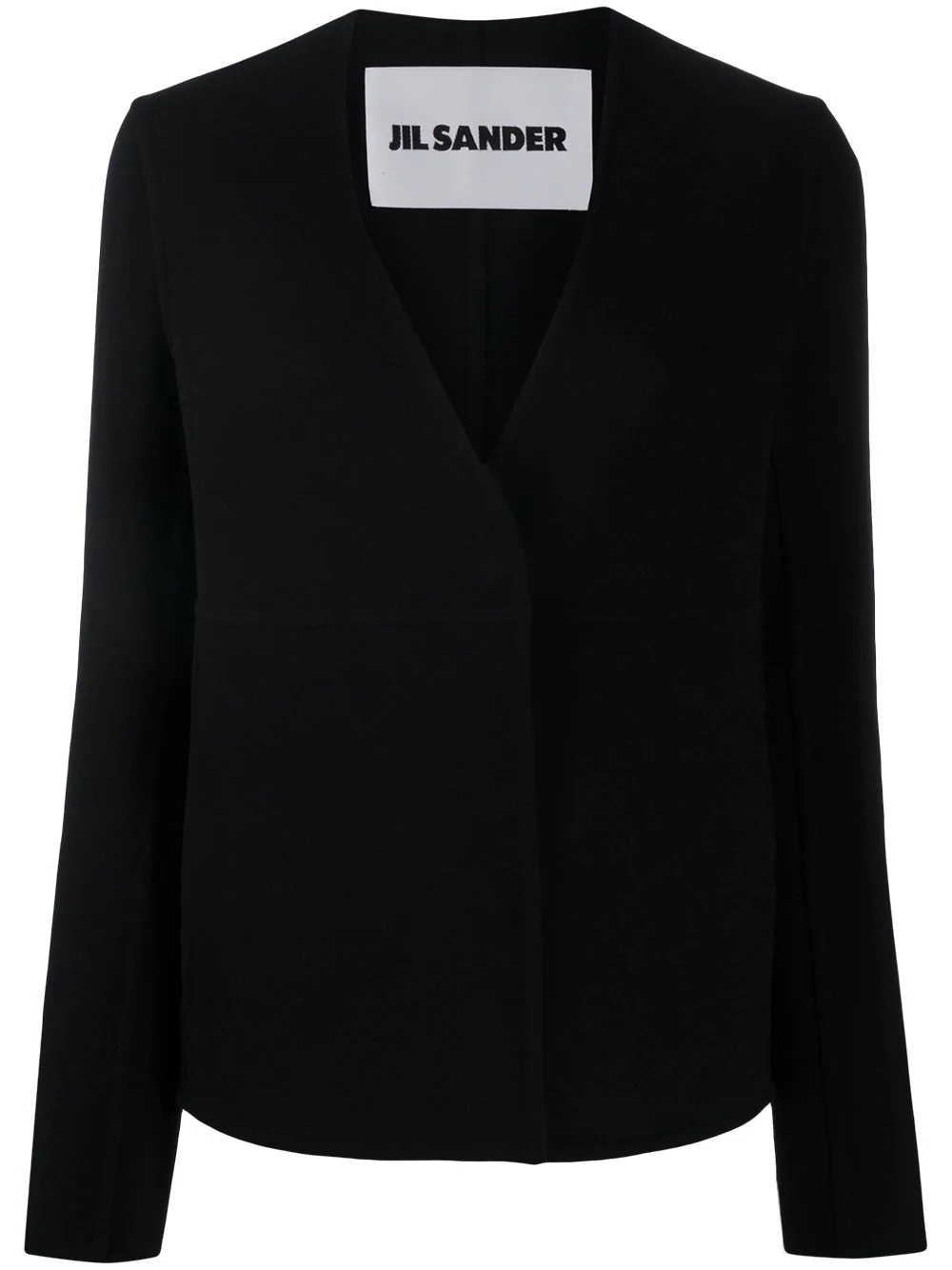 collarless wool jacket - 1