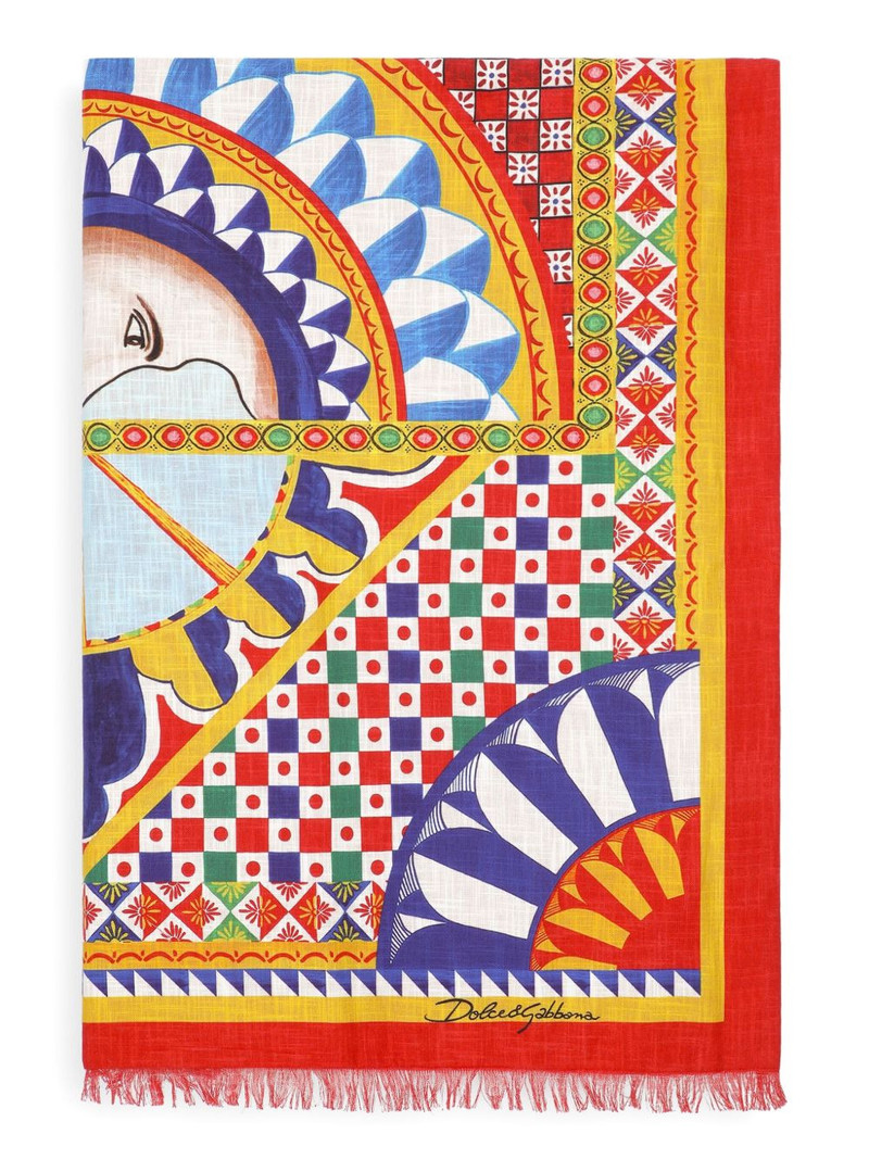 Sicilian carretto-print beach towel 1