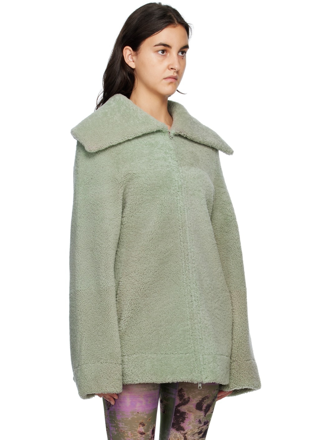 Green & Purple Yume Reversible Shearling Coat - 2