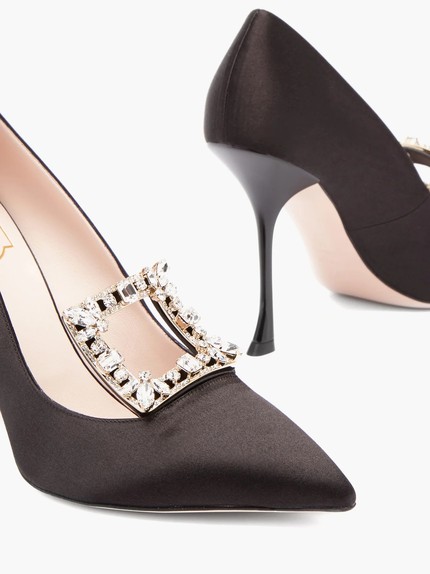 RV Broche crystal-embellished satin pumps - 6